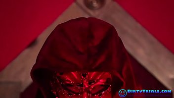 Masked mistress fucked in leather