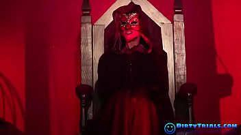 Masked mistress fucked in leather