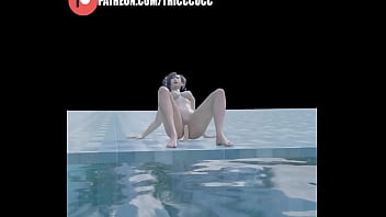 Hot tifa having fun with dildo at the pool