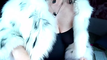 Sex performance of a mature bitch in a beautiful fur coat
