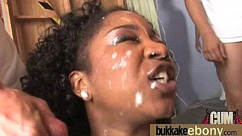 Ebony Gets Group Cumshots 1 thumbnail