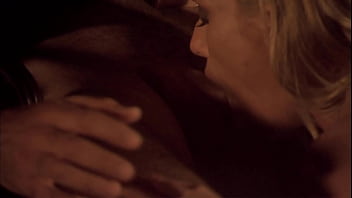 A blonde hottie fucks with her man in the evening in the garden