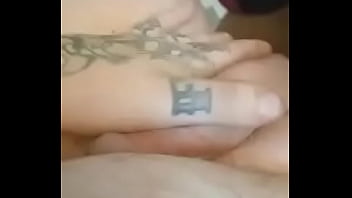 Tatted guy jacks off