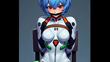 Rei tied by rope to a chair