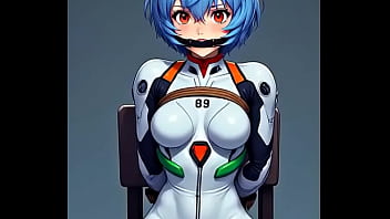 Rei tied by rope to a chair