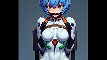 Rei tied by rope to a chair