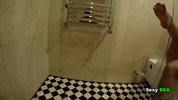 Naughty goddess sexydea cleans up after an intense bathroom encounter