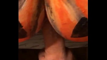 Pumpkin painted pawg gets ass smashed