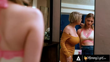 Milf passionately fucks petite blonde