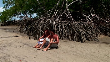 Sexy redhead gets fucked hard on a sunny beach while moaning for more waves of pleasure