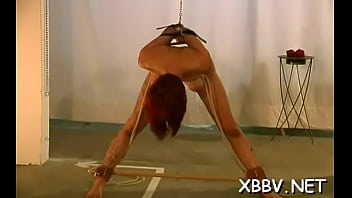 Gorgeous floozy is slowly taking off her panties