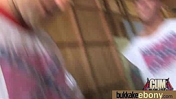 Ebony gets group cumshots 24