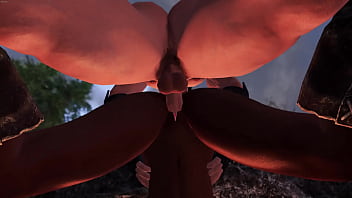 Dragonborn fucks adventurer at her campsite