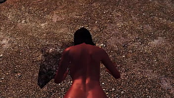 Dragonborn fucks adventurer at her campsite