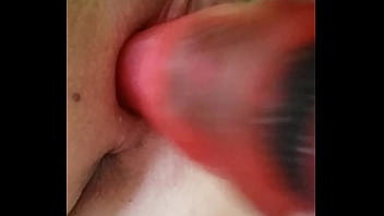 Wife masturbating with her big dildo