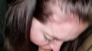 Sexy bbw makeup smear car blowjob facial