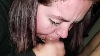 Sexy bbw makeup smear car blowjob facial