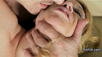 Big breated horny milf's bedroom seduction