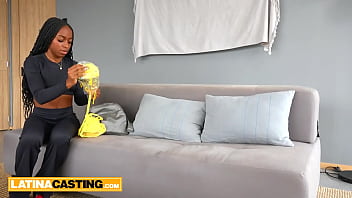 Real latina with ebony skin moans as big white cock fucks her ass from behind