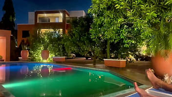 Outside Pool Side Tantric Massage Session Of My Ass & Boobs By The Swimming Pool Night Time Fun Full Video On Membership thumbnail