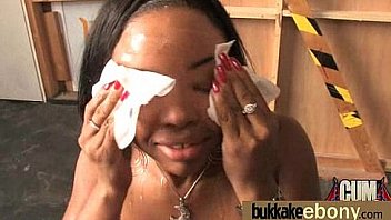 Ebony girl gang banged and covered in cum 22