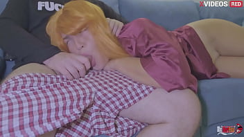 I share the sofa with my stepmother and shove my dick down her throat fucking her until i cum in her mouth