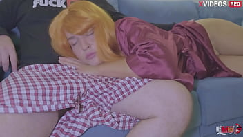 I share the sofa with my stepmother and shove my dick down her throat fucking her until i cum in her mouth