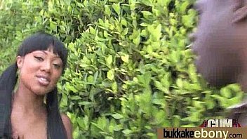 Huge cocks cover their black face in cum 10