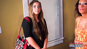 Coed blonde madelyn and sexy brunette sofia lick each othrs pussy and tits