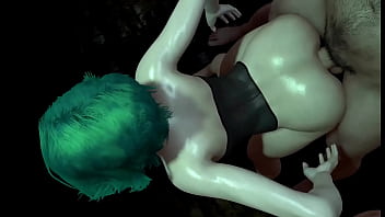 Hot girl with green hair is getting fucked from behind 3d porn