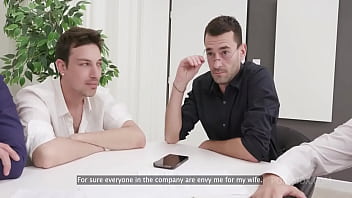 Hot blonde slut tped and daped in a business meeting