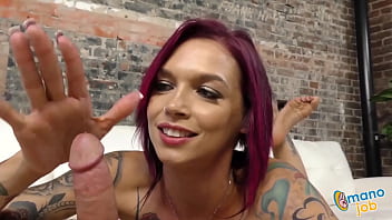 Redhead milf helps you jerk your dick