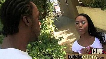 Ebony gets group cumshots 6