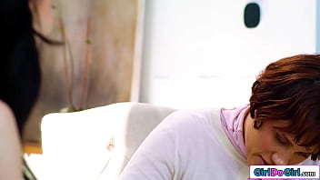 Stepmom lexi luna and stepdaughter bella nova are fucking a lot lately and think they can squeeze the strapon in before the social worker shows up