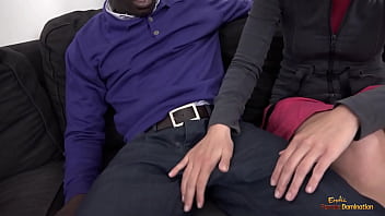 After the blonde babe gives a blowjob to a big black cock she strips off her clothes and gets her asshole penetrated while receiving anal her husband joins to lick her tight wet pussy