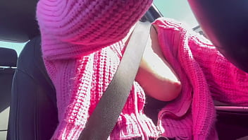 Italian stepmom artemisia love showing her boobs outside while driving