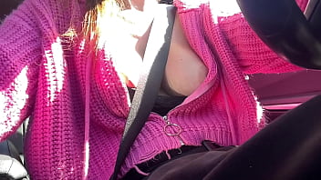 Italian stepmom artemisia love showing her boobs outside while driving