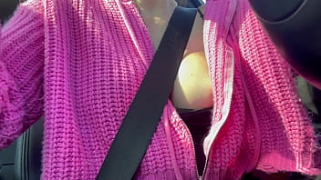 Italian stepmom artemisia love showing her boobs outside while driving