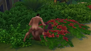 Азиатский качок трахнул в кустах толстожопую смуглую милфу с большими сиськами