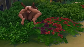 Азиатский качок трахнул в кустах толстожопую смуглую милфу с большими сиськами