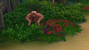 Азиатский качок трахнул в кустах толстожопую смуглую милфу с большими сиськами