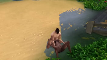 Азиатский качок трахнул в кустах толстожопую смуглую милфу с большими сиськами