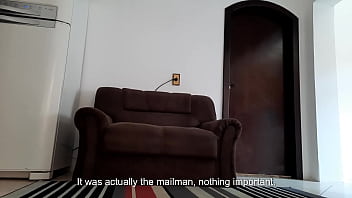 She talks to the cuckold on the phone while her lover kisses her