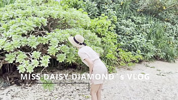 Eating choco cake on diamond blue beach sfw