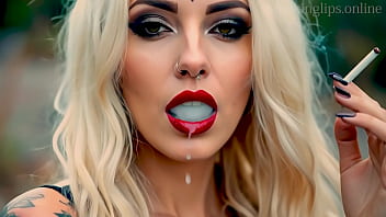 Smoking fetish ai movie red lipstick