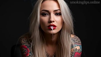 Smoking fetish ai movie red lipstick