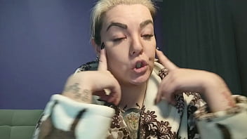 Long and hot sissy training with strap on and fake cum from busty tattooed strict mistress