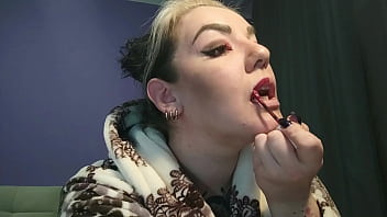 Long and hot sissy training with strap on and fake cum from busty tattooed strict mistress