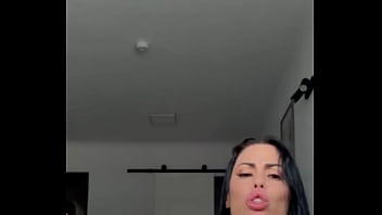 Hot brunette sucking huge dildo and masturbating until orgasm