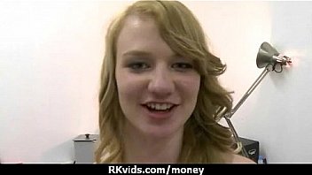 Stunning euro teen gets talked in to giving a blowjob for cash 14